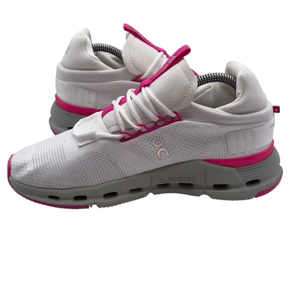 Running shoes White and Pink Sneakers with Streamlined Design Sz 38 - Picture 5 of 13